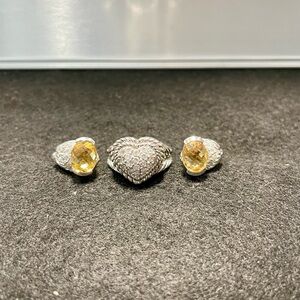 Judith Ripka Silver and Yellow Gemstone Jewelry Set